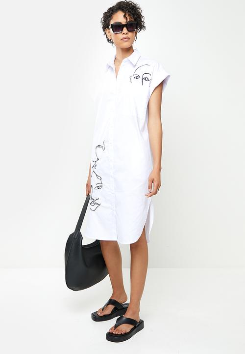 Me&B - Dropped shoulder shirt dress - white