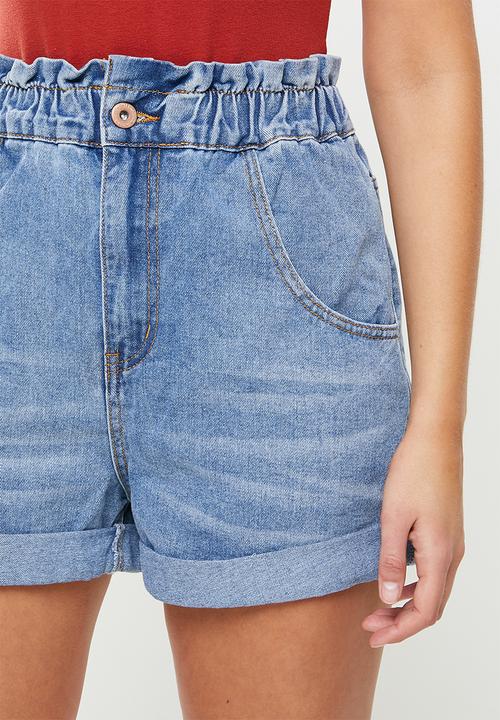 Cotton On - Denim paperbag short - brunswick blue
