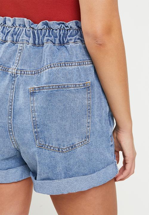 Cotton On - Denim paperbag short - brunswick blue