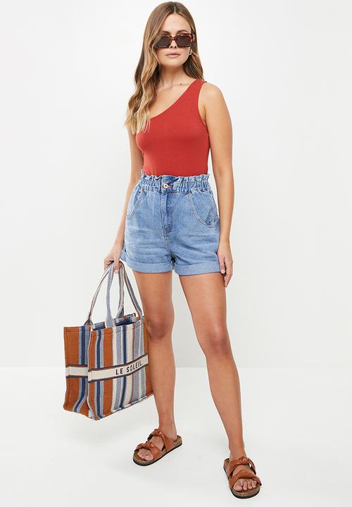 Cotton On - Denim paperbag short - brunswick blue