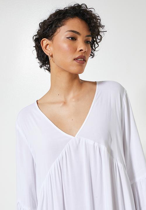 VELVET - Voluminous tiered midi dress - white 