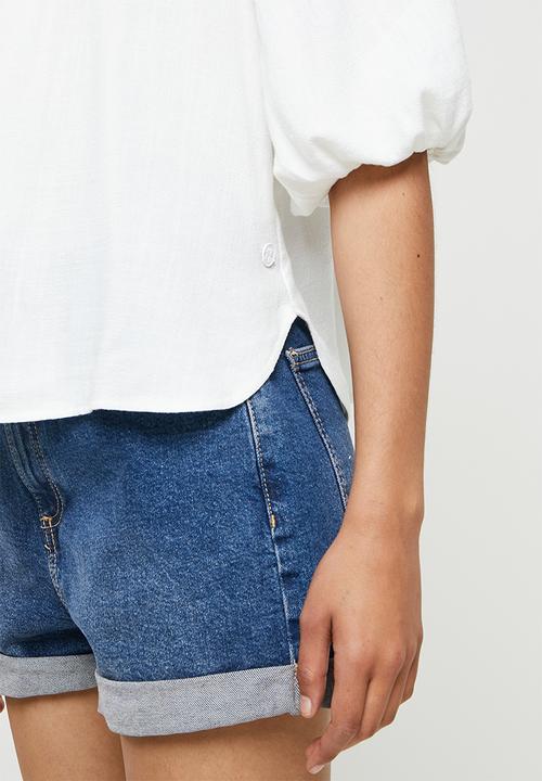 Me&B - Linen gauged blouse - white