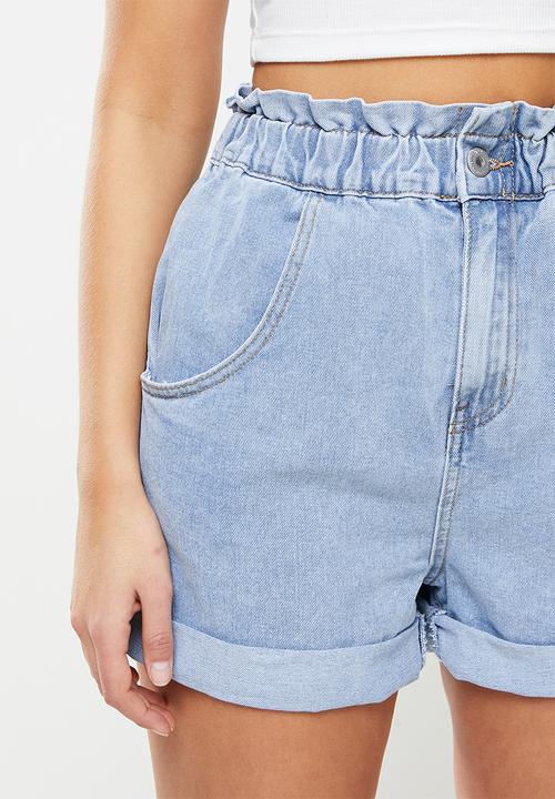 Cotton On - Denim paperbag short - flynn blue