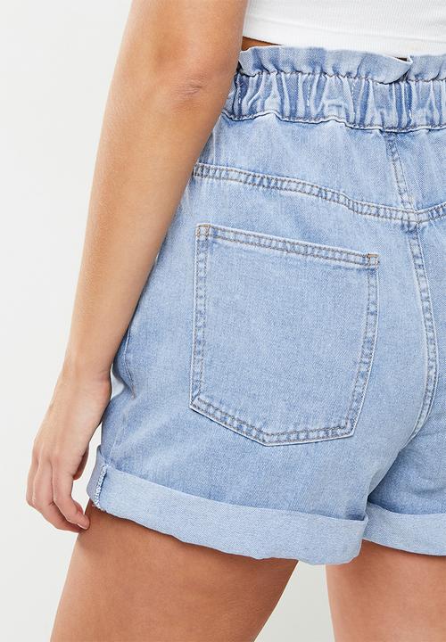 Cotton On - Denim paperbag short - flynn blue