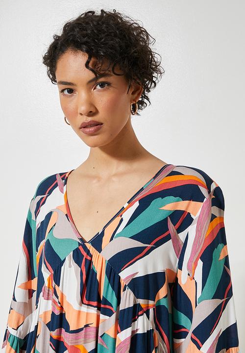 VELVET - Voluminous tiered midi dress - multi 