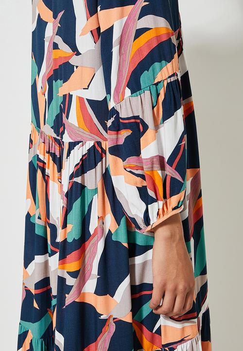 VELVET - Voluminous tiered midi dress - multi 