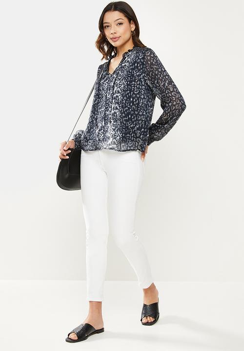 Jacqueline de Yong - Bianca long sleeve top - black & navy