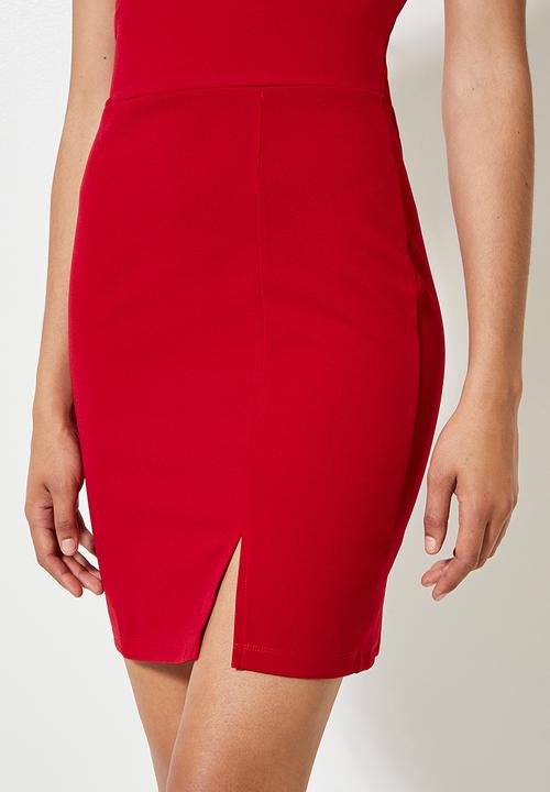 VELVET - Asymmetric mini dress - red 