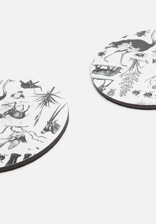 Elsje Designs - Afrika coaster set of 4 - black & white