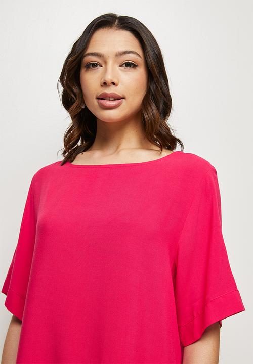 edit - Oversized woven shell - cerise