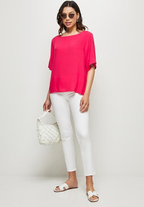 edit - Oversized woven shell - cerise