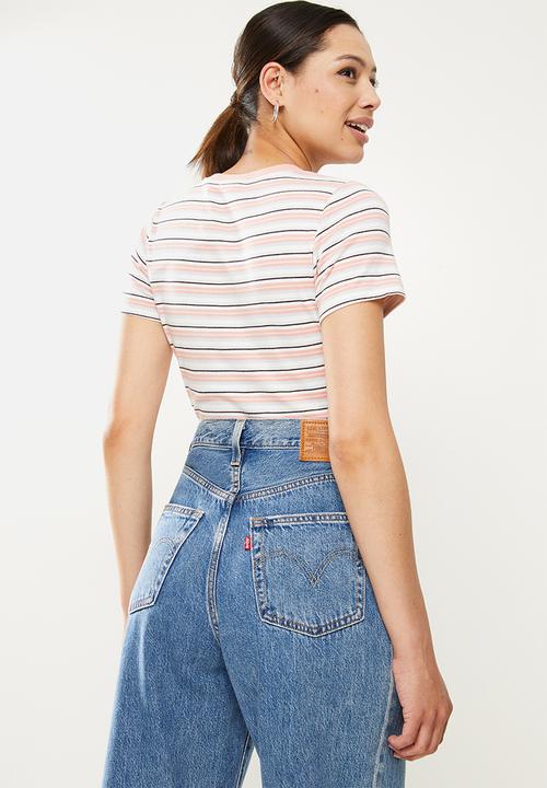 Levi’s® - Short sleeve rib baby tee - coco stripe evening sands