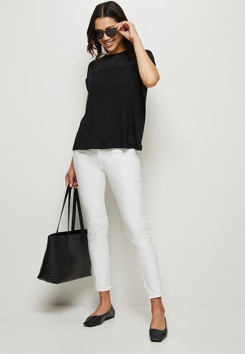 edit - Conscious knit woven combo tee - black