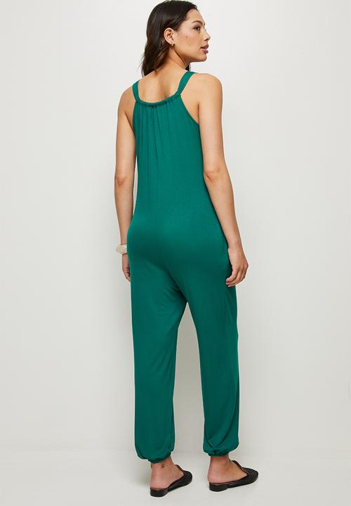 edit - Wide leg halterneck jumpsuit - green
