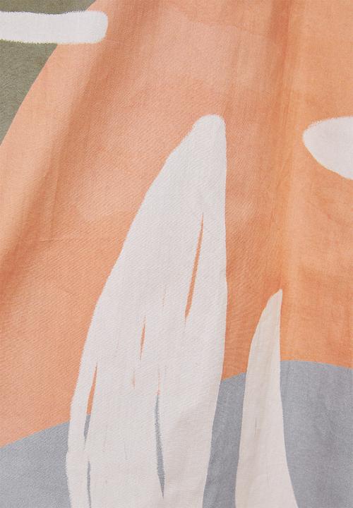 edit - Cotton belted a-line skirt - abstract floral