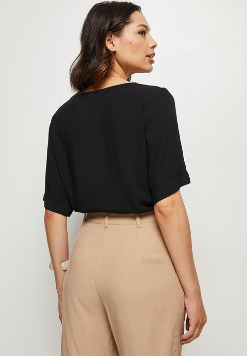 edit - Oversized woven shell - black