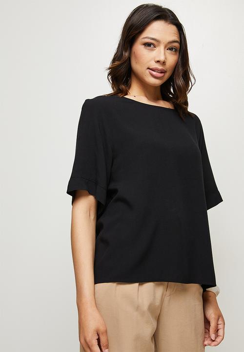 edit - Oversized woven shell - black