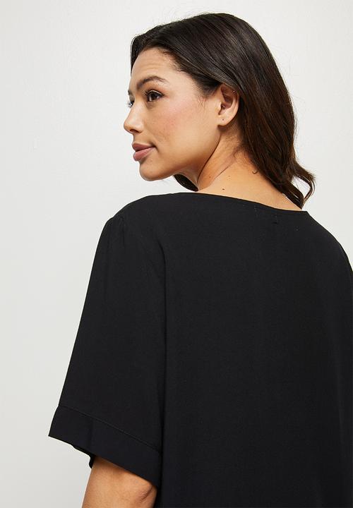 edit - Oversized woven shell - black