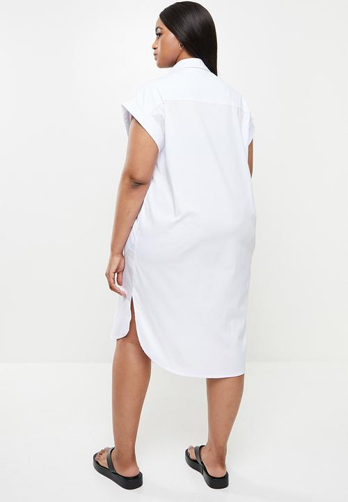 Me&B - Plus dropped shoulder shirtdress - white 