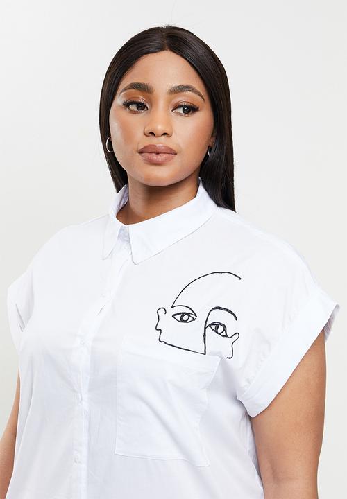 Me&B - Plus dropped shoulder shirtdress - white 