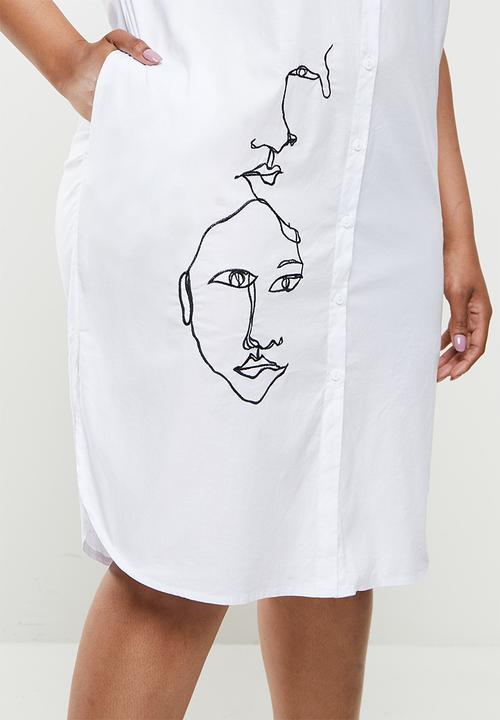 Me&B - Plus dropped shoulder shirtdress - white 