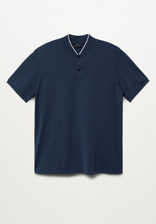 MANGO - Polo shirt branch - medium blue
