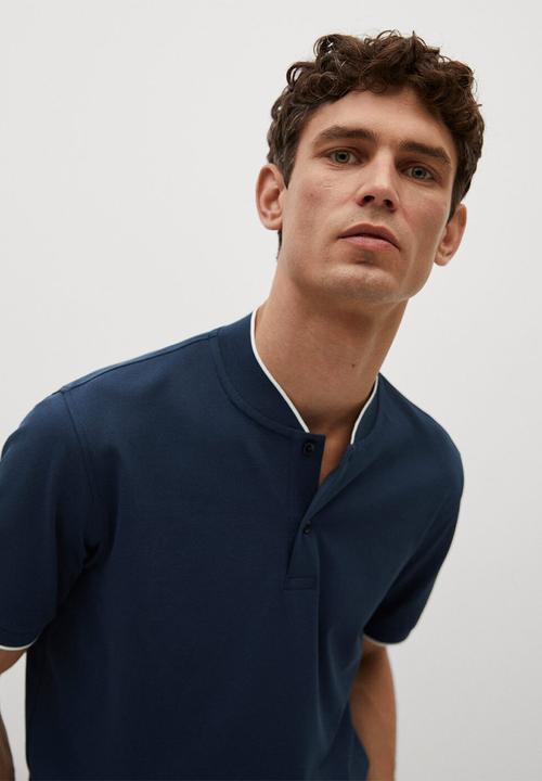 MANGO - Polo shirt branch - medium blue
