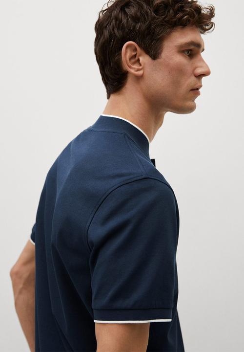 MANGO - Polo shirt branch - medium blue