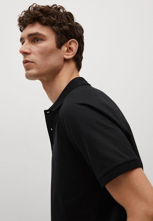 MANGO - Polo shirt branch - black