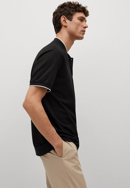 MANGO - Polo shirt branch - black