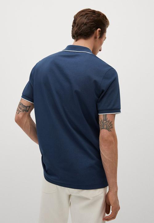 MANGO - Polo shirt zippi - medium blue
