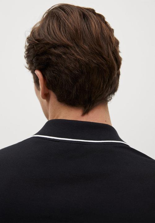 MANGO - Polo shirt zippi - black