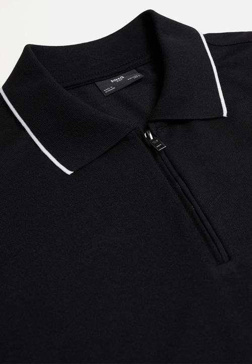 MANGO - Polo shirt zippi - black