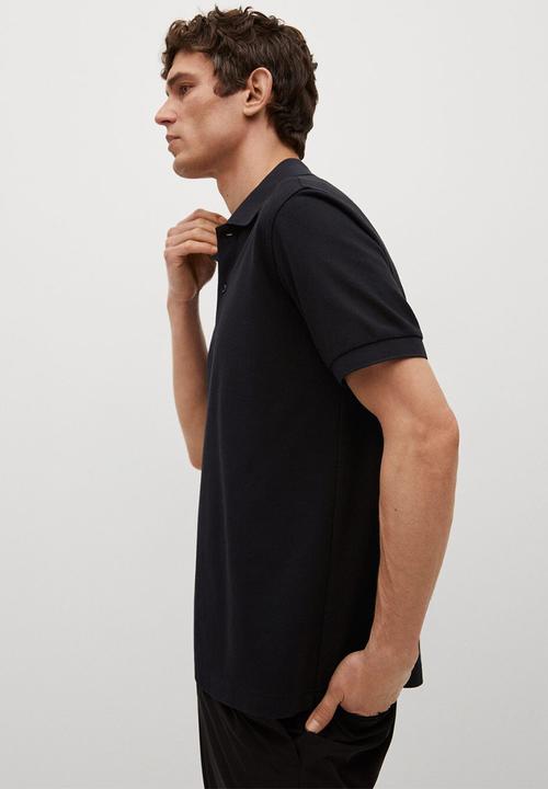 MANGO - Polo shirt rea - black