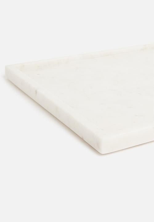 Sixth Floor - White marble rectangular drinks tray
