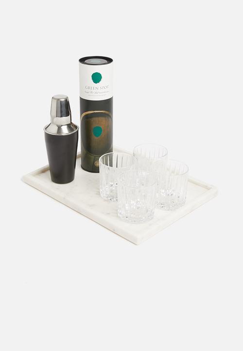 Sixth Floor - White marble rectangular drinks tray
