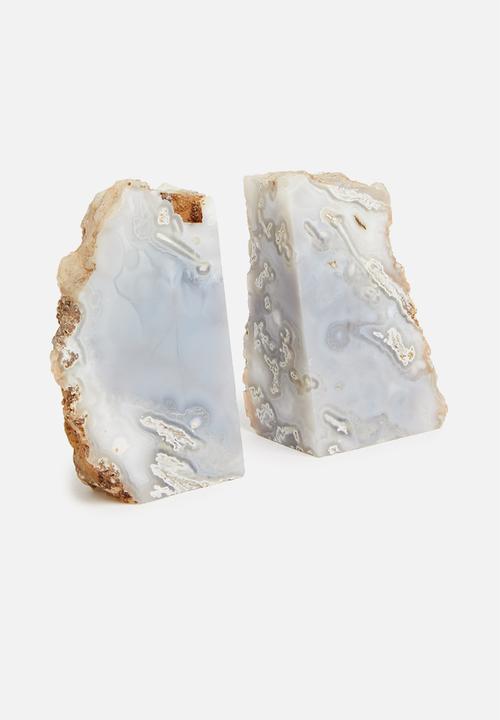 Sixth Floor - Agate book end set of 2 - blue