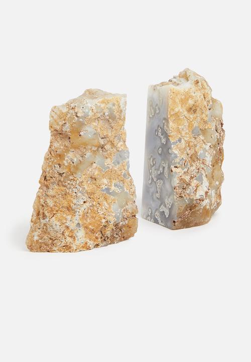 Sixth Floor - Agate book end set of 2 - blue