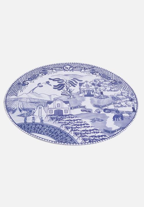 Elsje Designs - Stellenbosch willow placemat set of 4 - white & blue