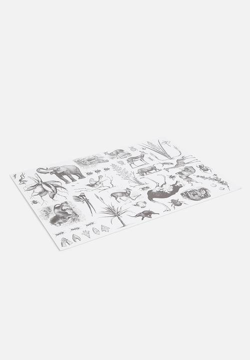 Elsje Designs - Afrika placemat set of 4 - black & white