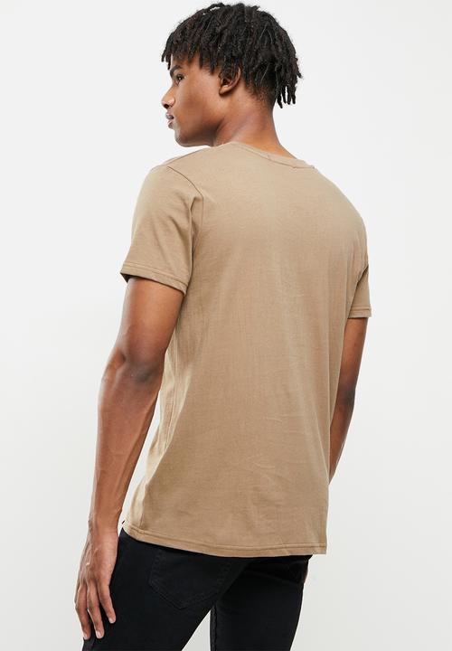 Cutty - Rich regular fit v-neck tee - taupe