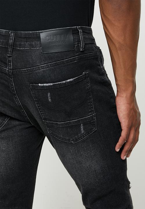 Cutty - Bryant rip & repair skinny jeans - black