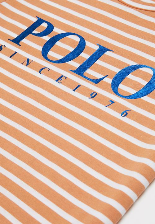 POLO - Girls kim striped printed tee - beige & white 