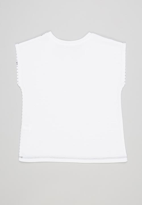 POLO - Girls candice printed stripe tee - white
