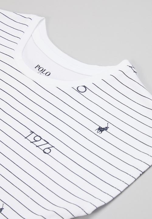 POLO - Girls candice printed stripe tee - white