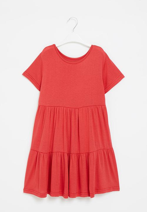 Rebel Republic - Girls tiered dress - red