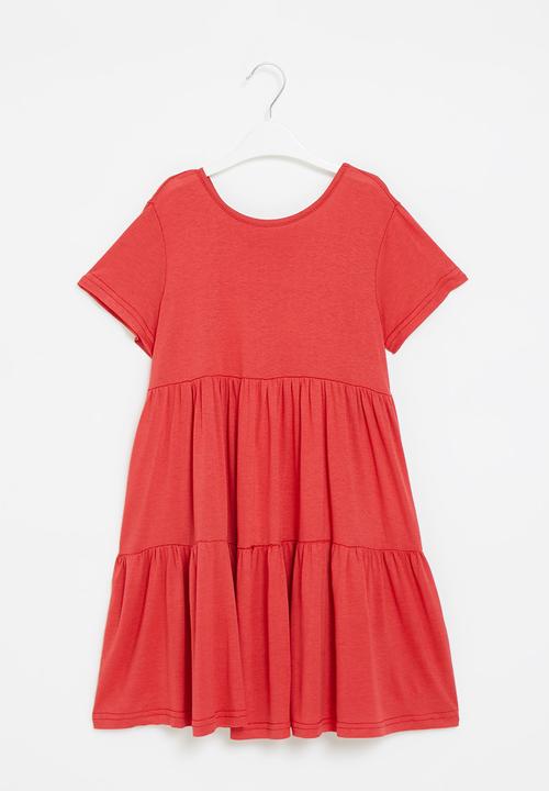 Rebel Republic - Girls tiered dress - red