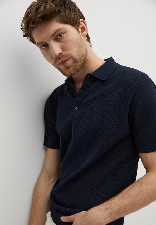 MANGO - Polo shirt texture twingly - navy