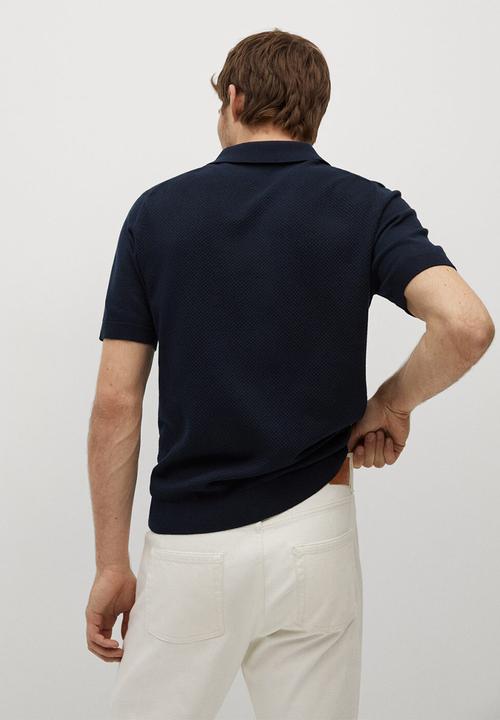 MANGO - Polo shirt texture twingly - navy