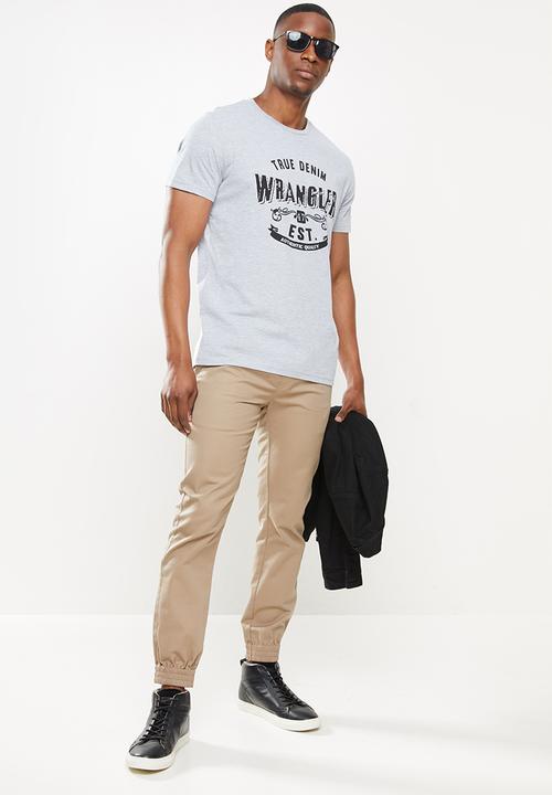 Wrangler - Denim brand tee - grey melange